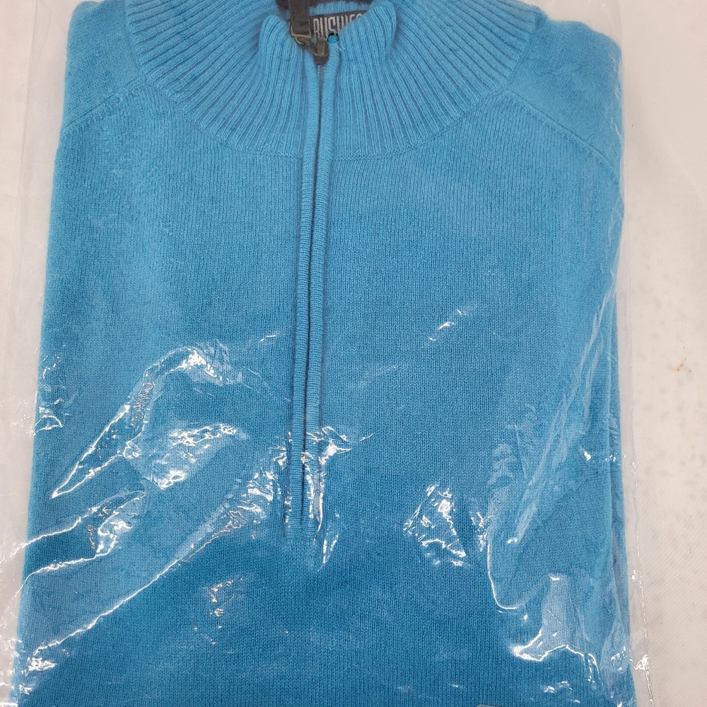 100% Cashmere Aqua Sweater 3/4 Zip